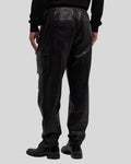 back view of black leather cargo pants – Blackout Jet