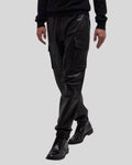 styled walking look in black leather cargo pants – Blackout Jet