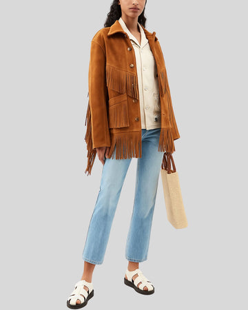 FrontierMuse Western Fringe Boho Cowgirl Jacket For Womens