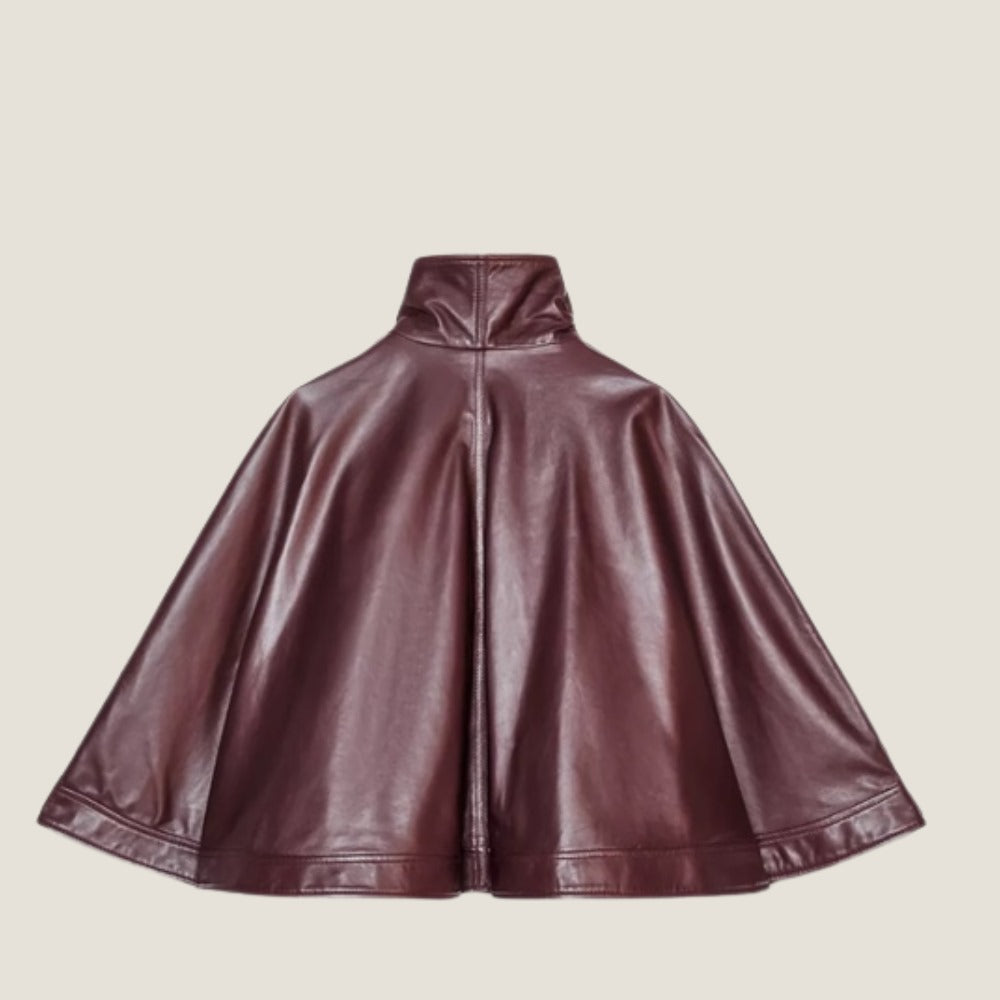 Women’s Burgundy Capelet Poncho – Rear View