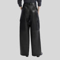 back view of Cargo Luxe black leather cargo pants