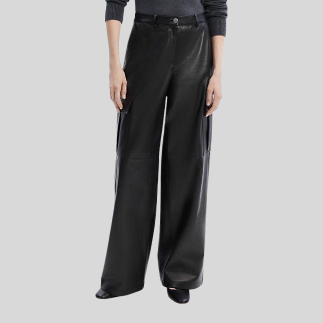 close-up view of Cargo Luxe cargo leather pants pocket