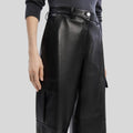 side view of Cargo Luxe black leather cargo pants