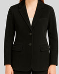 Close Up View Of Front Black Suede Coat For Women