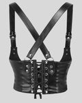 Gothic Leather Harness – Back Lace-Up and Strap Detail
