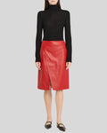 leather wrap skirt red styled with black top