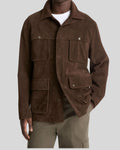  brown suede utility jacket front view – Field Marshal Jacket