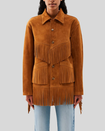 FrontierMuse Brown Suede Fringe Jacket