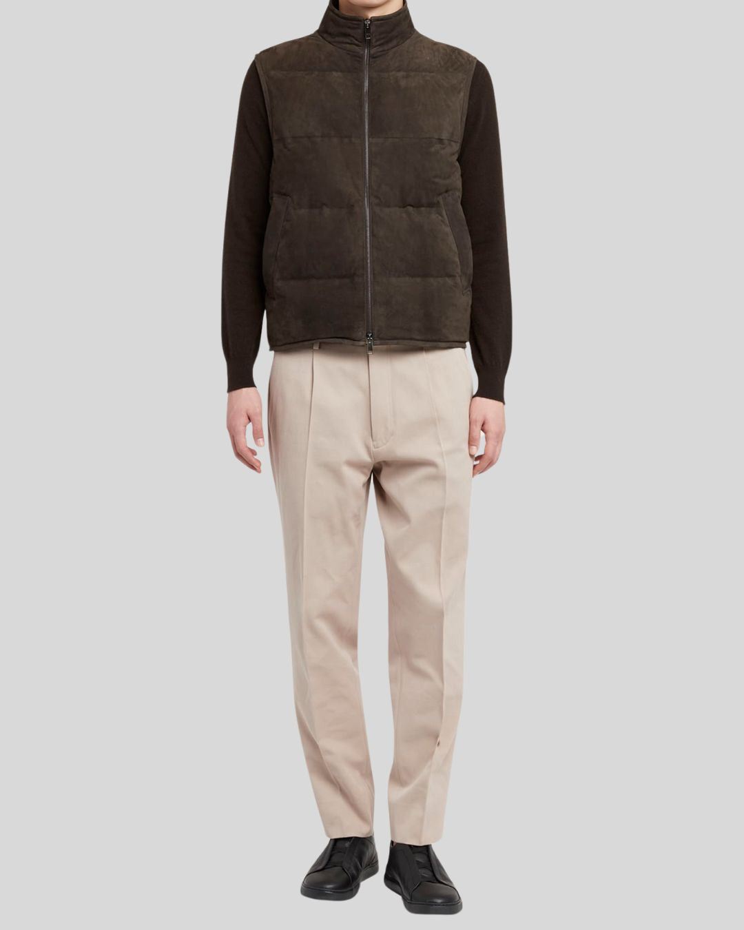 Stormline – Mens Dark Brown Leather Suede Puffer Vest