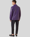 Back view of men’s purple leather field jacket