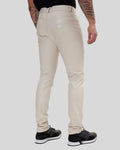 back view of men’s ivory leather pants