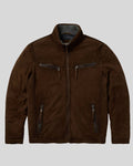 brown suede bomber jacket mens front view