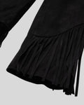  sleeve fringe detail of black suede fringe jacket – Midnight Dust
