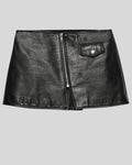 black leather biker micro mini skirt without model