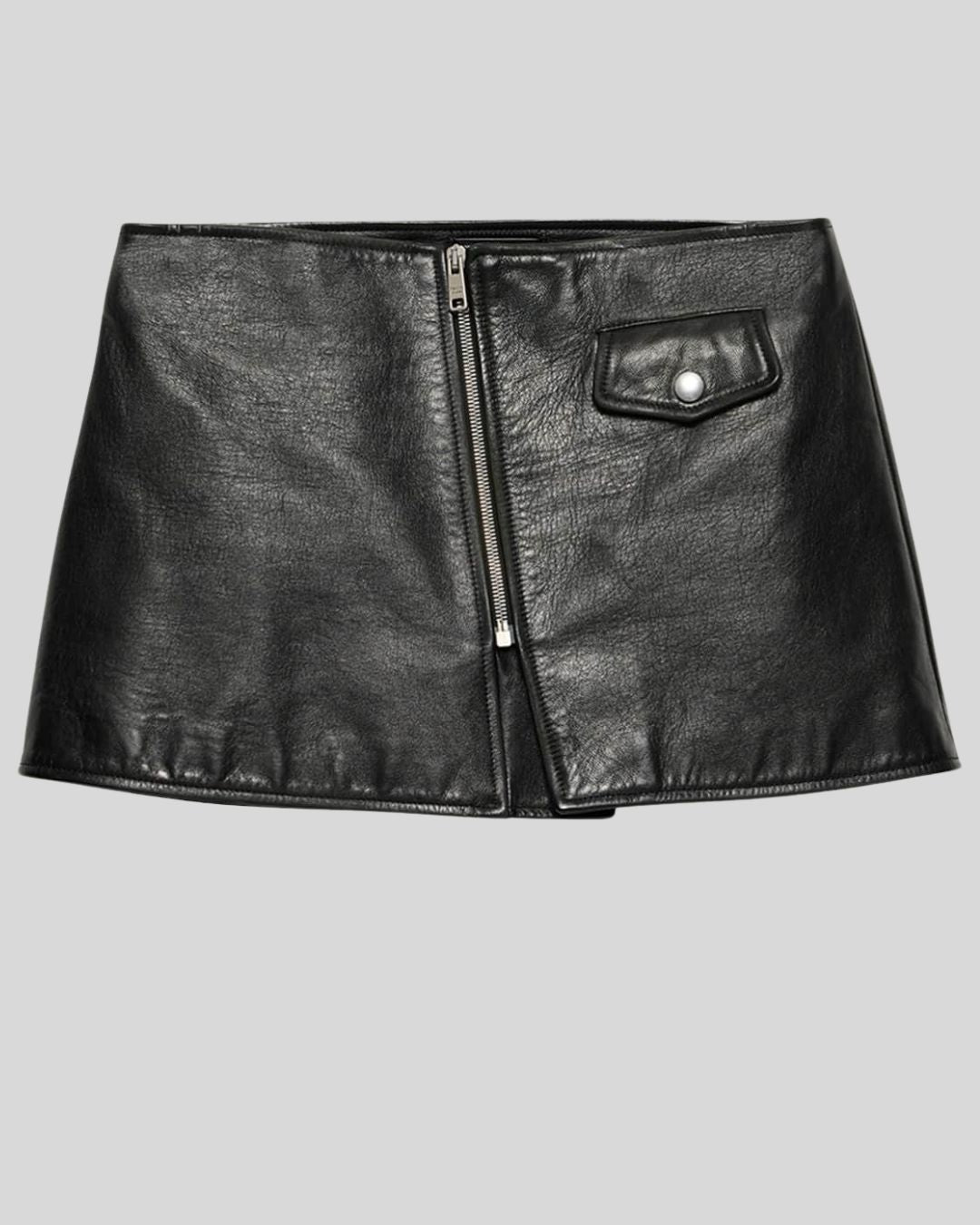 black leather biker micro mini skirt without model