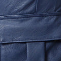 close-up of lambskin texture on navy cargo pants