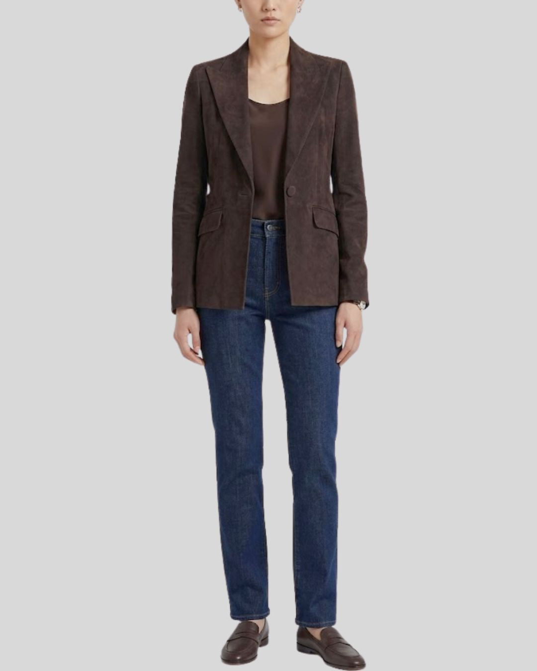 Mocha Lurex Suede Blazer
