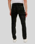 back view of black suede pants for men
