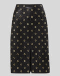Noir Edge black leather pencil skirt with grommet details flatly view	

