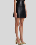 Black Leather Mini Skirt Side Profile	
