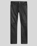 front view of Noir Jet skinny black leather pants without model