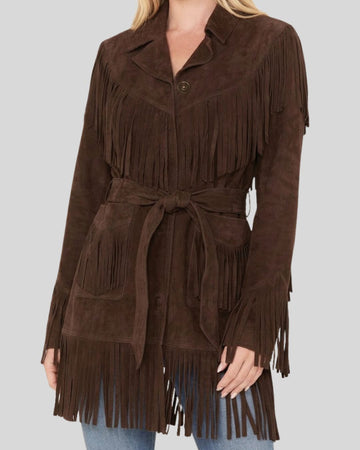 Nordwyn Cocoa Suede Fringe Coat