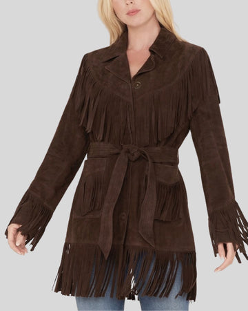 Nordwyn Cocoa Suede Fringe Coat
