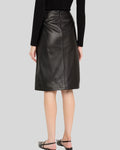 Women's black leather slit skirt back view - Nordwyn Noir Skirt

