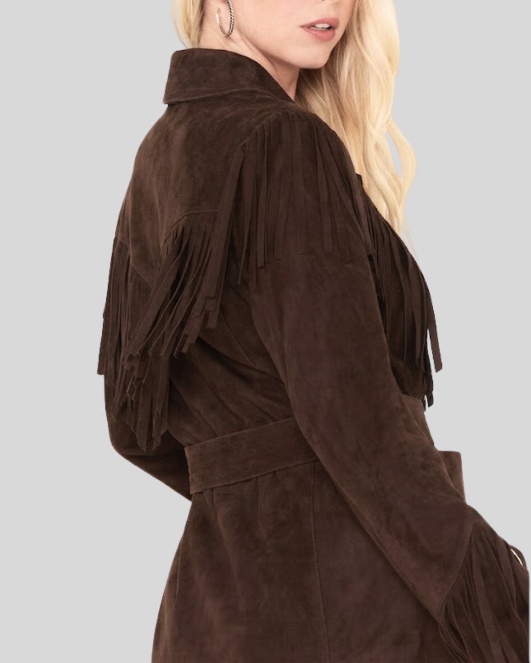 Nordwyn Cocoa Suede Fringe Coat