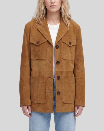 Sahara Drift Camel Suede Utility Jacket