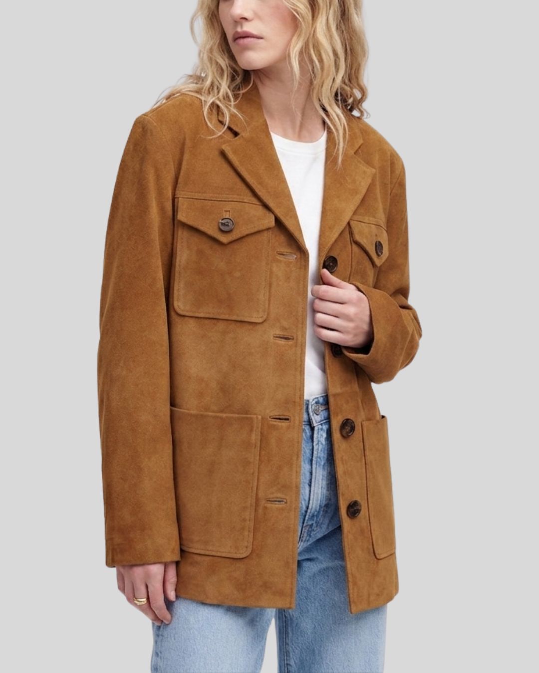 Sahara Drift Camel Suede Utility Jacket