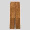 front view of luxe suede wide leg pants without model