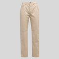  Beige straight-leg leather pants laid flat front view