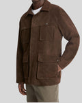  angled view of brown suede utility jacket – Field Marshal
