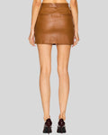  Brown leather mini skirt back view with pockets - Sienna Rush Mini Skirt
