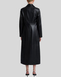 Long black leather coat – back view